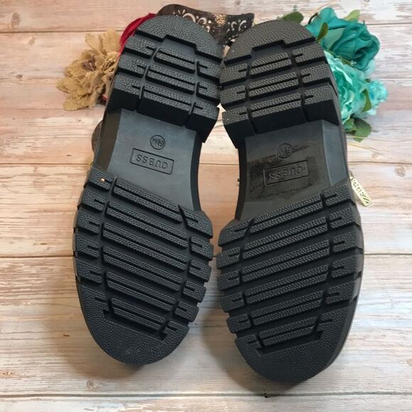 Guess Black/Gold Ferina Combat Lace up Boots - Picture 6 of 8